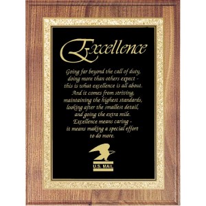 PLA-18-9X12 WOOD PLAQUE WITH BLACK BRASS ENGRAVING PLATE - 9" X 12"